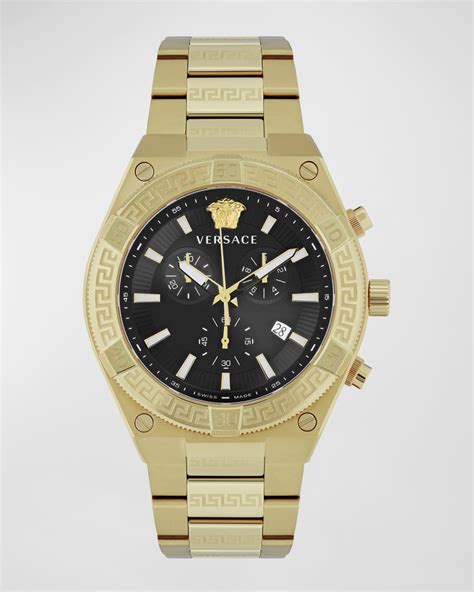 versace men's v-sporty greca 46mm gold-tone watch|Versace greca watch 46mm.